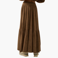 Espresso Faux Suede Asymmetrical High-Low Maxi Skirt
