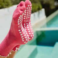 Pink Pilates Girl Bow Grip Socks