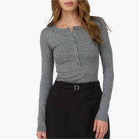 Grey Long Sleeve Henley Top