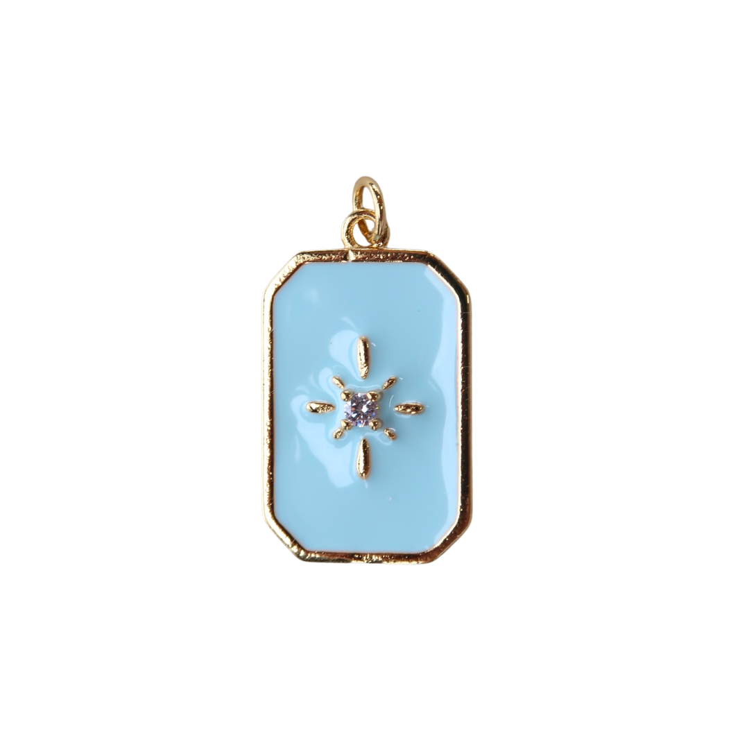 Baby Blue Enamel Tag Charm