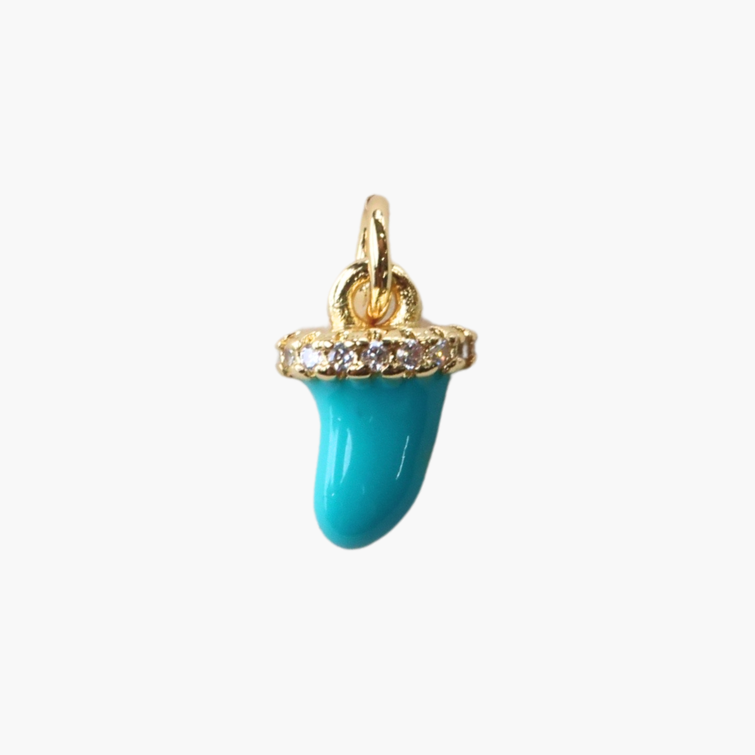 Turquoise Enamel Cow Horn Charm