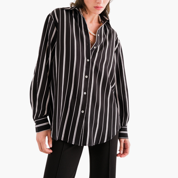 Black & White Striped Button Down Shirt