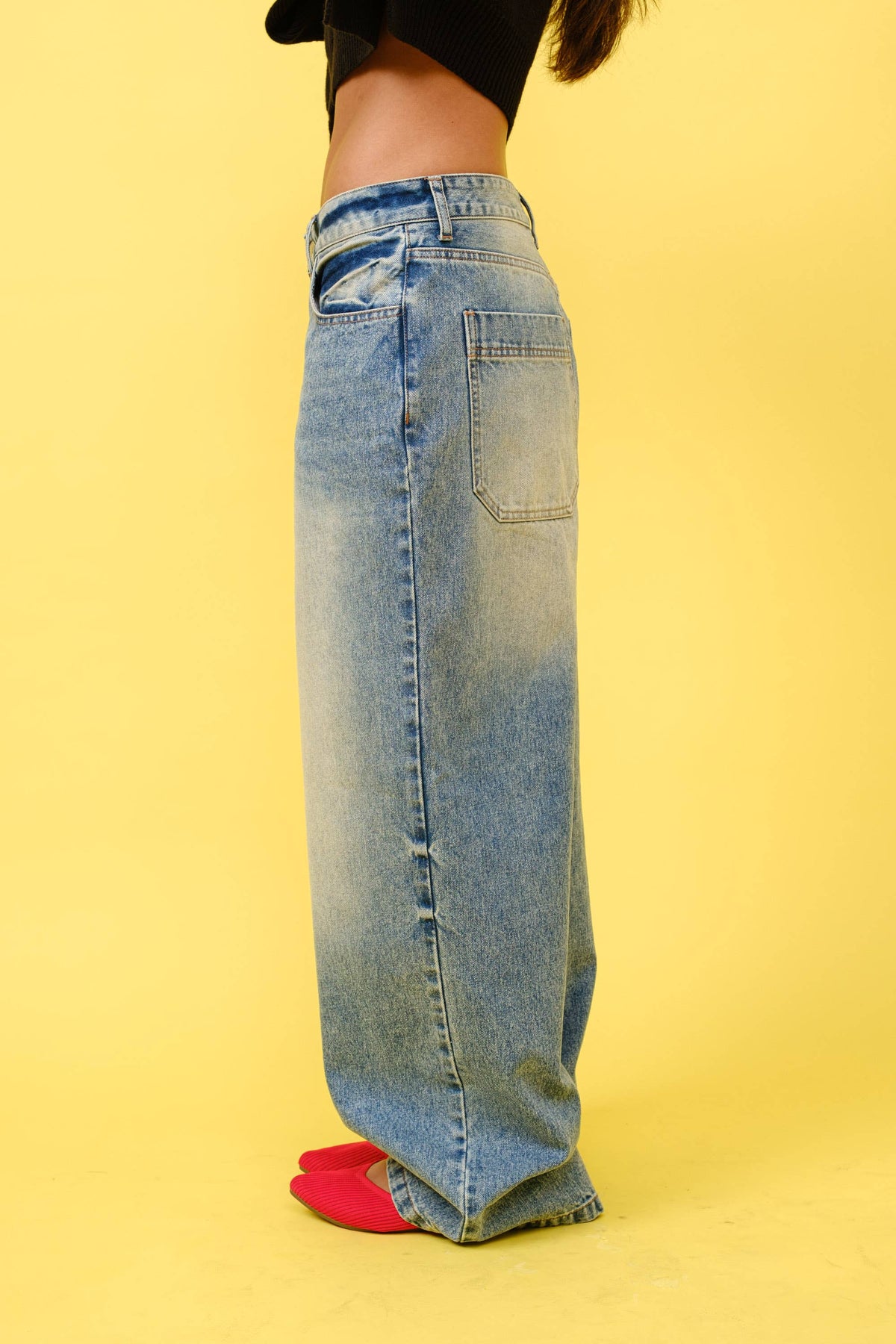 Faded Wide Leg Jeans