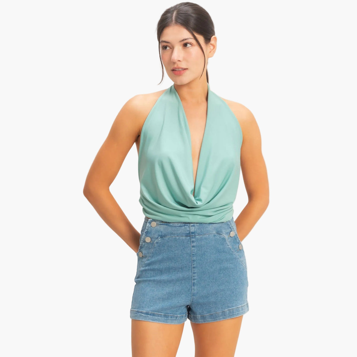 Draped Halter Neck Top