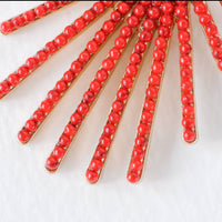 Red Sunburst Statement Drop Earrings