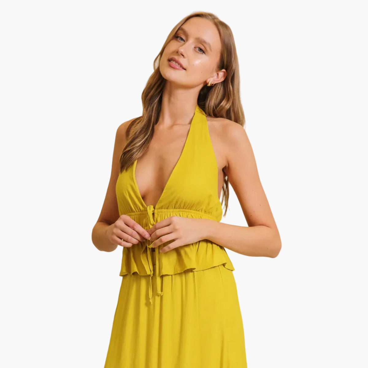 Chartreuse Smocked Halter Top