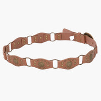 Brown Oval Concho Disc Vegan Leather Link Belt