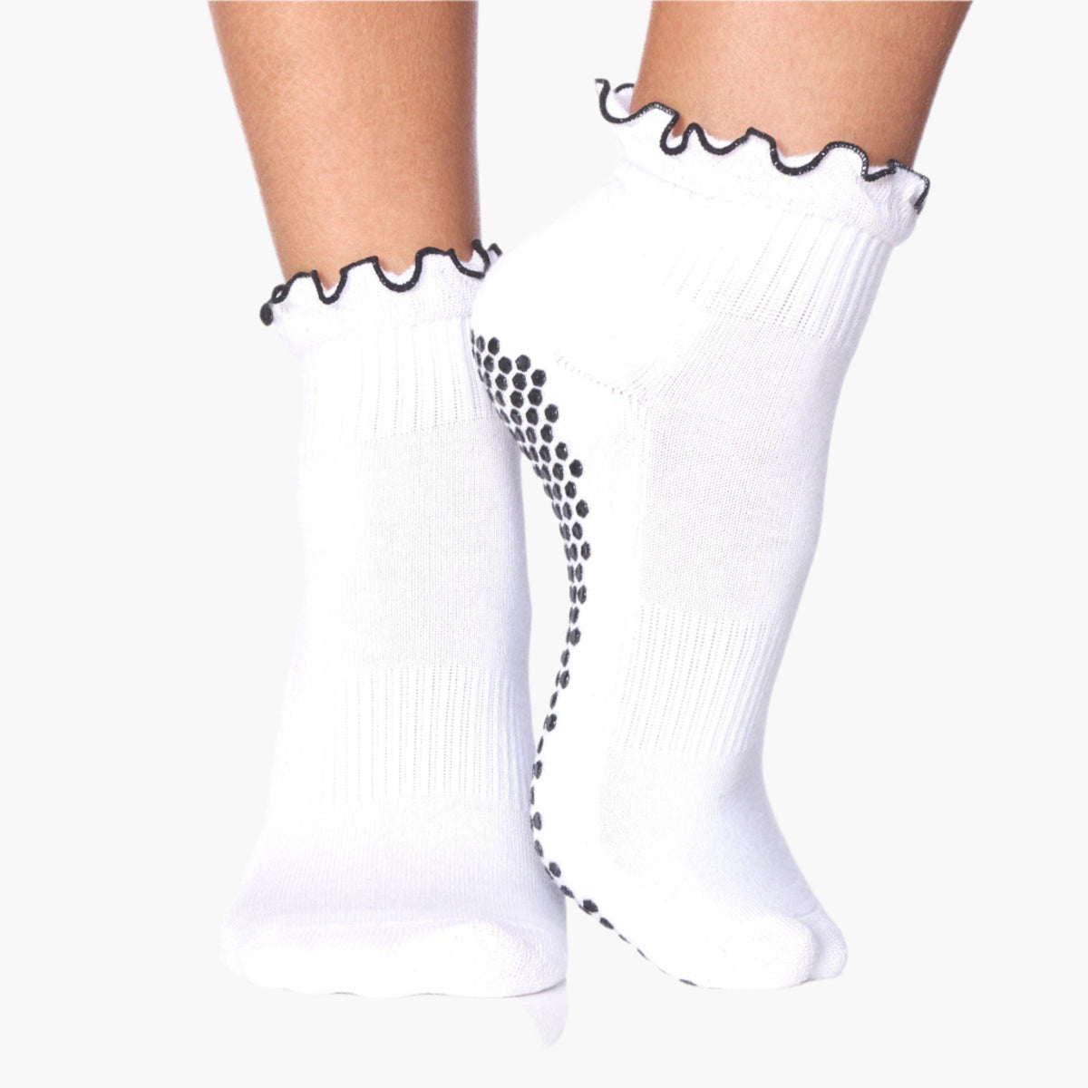 The Ruffle Grip Sock White