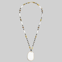 Mother Of Pearl Pendant Multi Bead Necklace