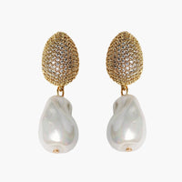 Sparkling Vintage Chunky Gold and Pearl Drop Earrings