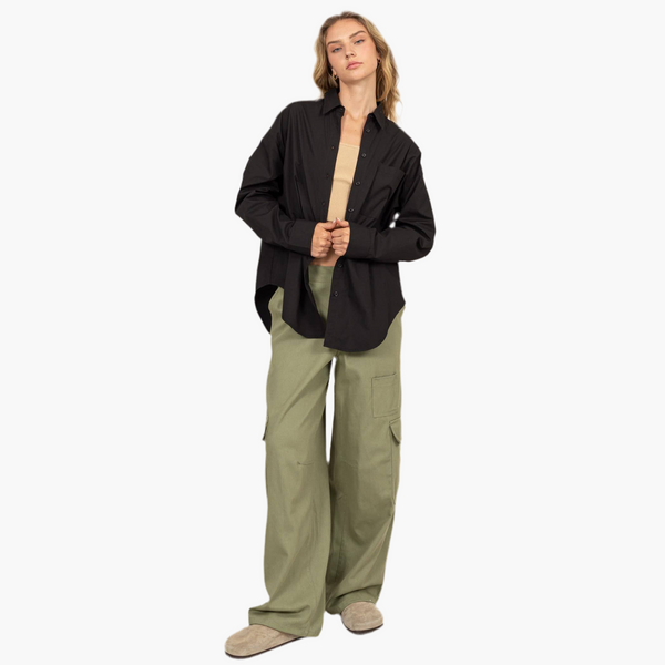 Oversized Cotton Button-Up Shirt