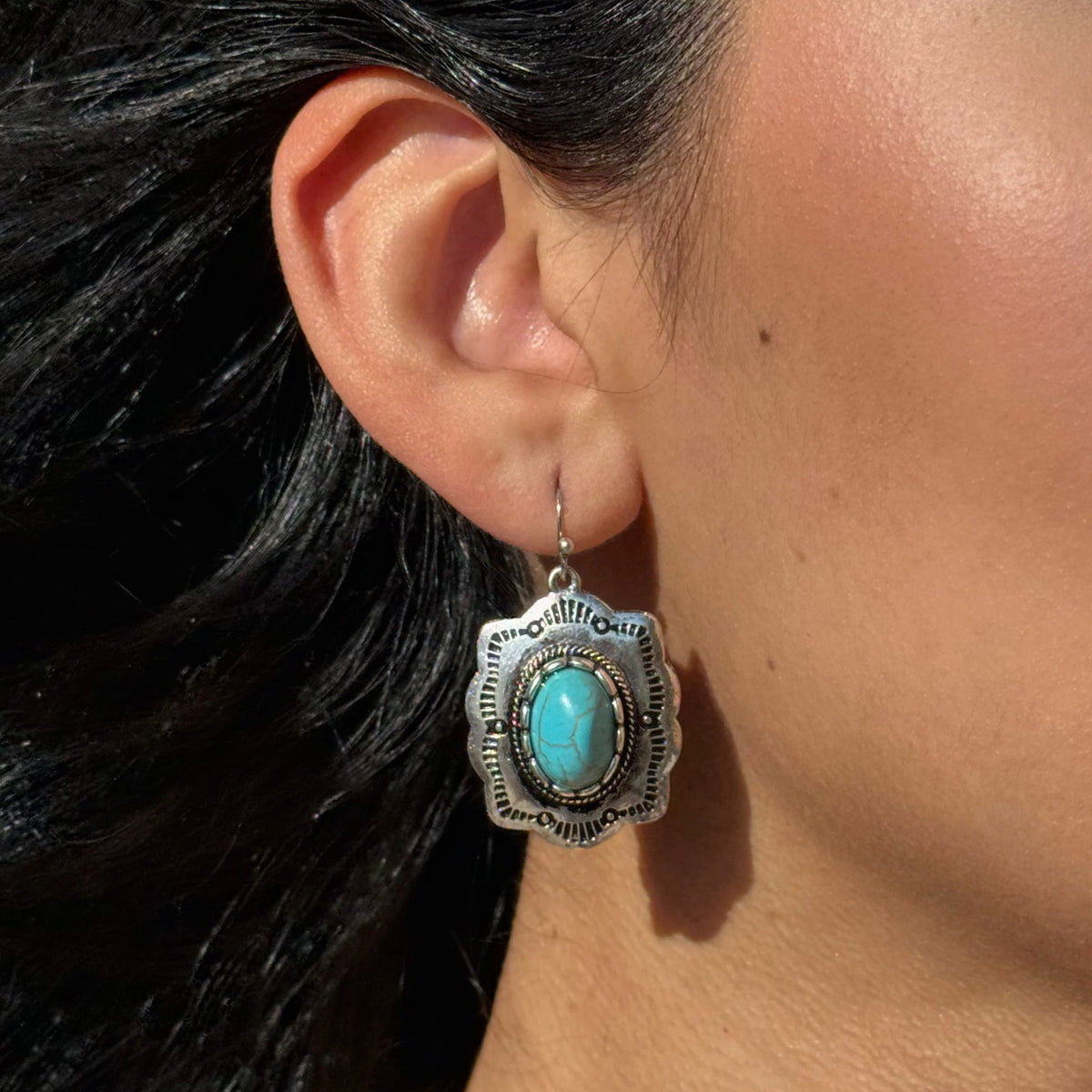 Western Concho Dangle Earrings