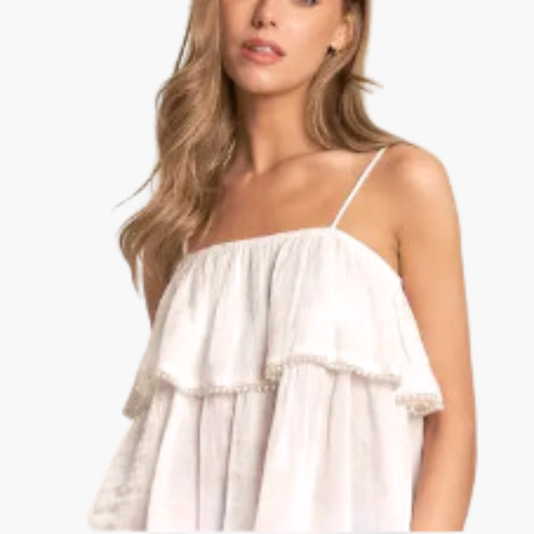 Spaghetti Strap Tiered Ruffled Top