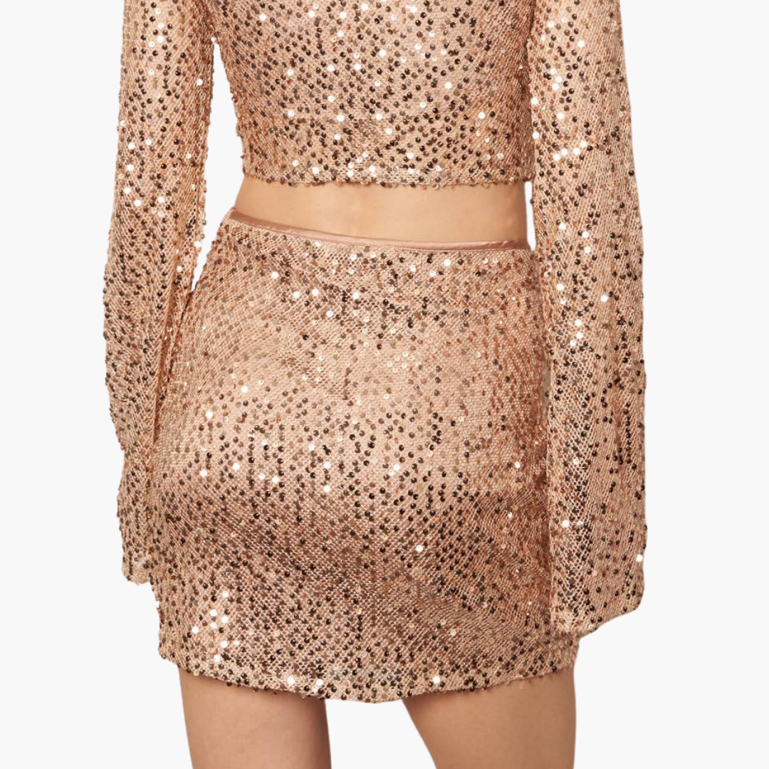 Gold Sequin Mini Skirt