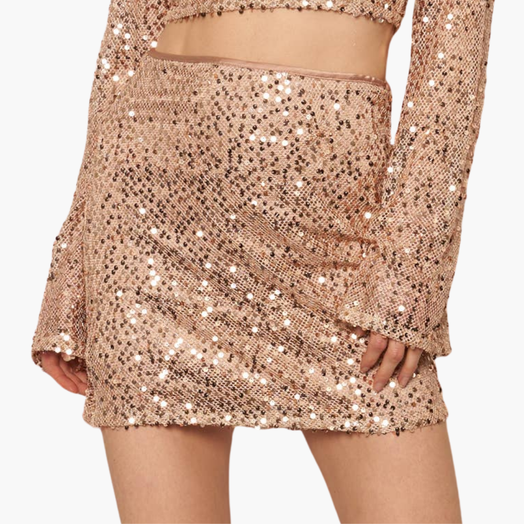 Gold Sequin Mini Skirt