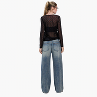 Wide Leg Rhinestone Embellished Jeans