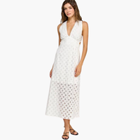 White Eyelet Maxi Dress With Open Back