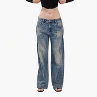 Wide Leg Rhinestone Embellished Jeans