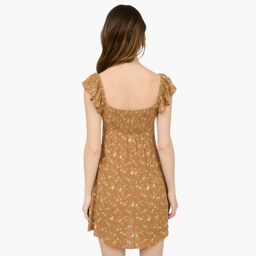 Floral Front Cut Out Mini Dress