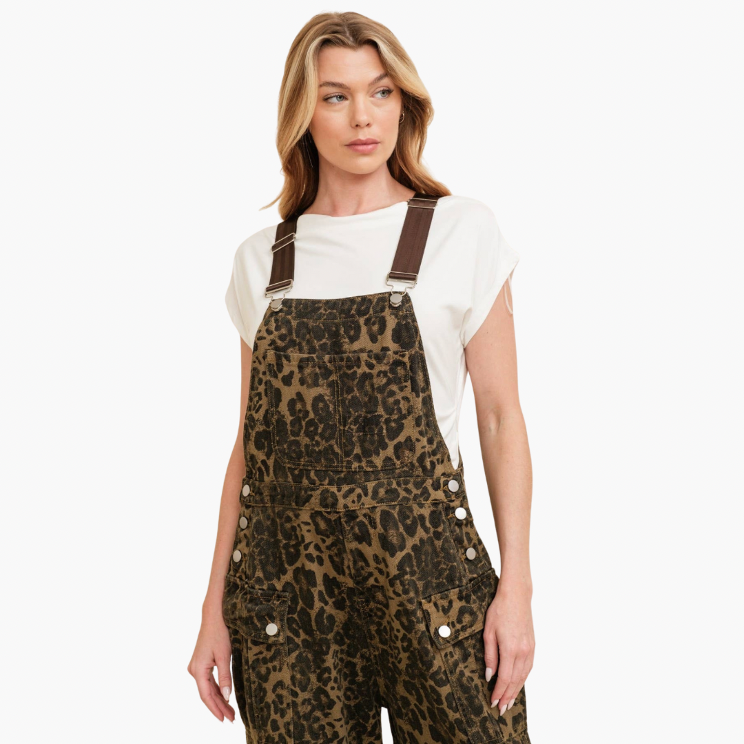 Leopard Print Jumpsuit Overalls