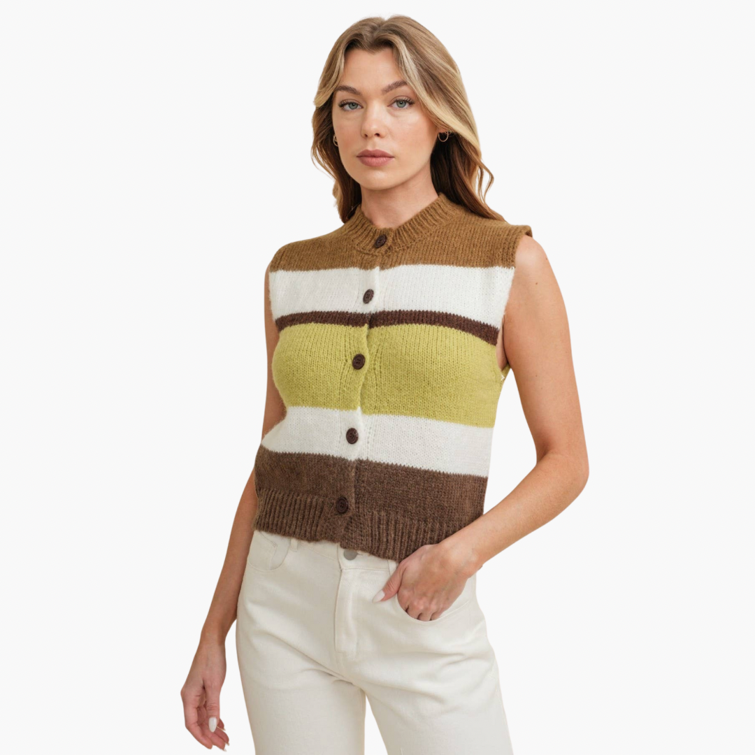 Multi Colored Striped Sweater Vest