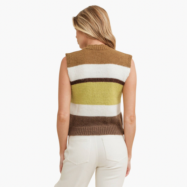 Multi Colored Striped Sweater Vest