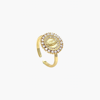 CZ Virgin Mary On Round Adjustable Ring