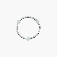 Hematite with Mother of Pearl Clover Stretchy Bracelet