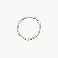 Hematite with Mother of Pearl Clover Stretchy Bracelet