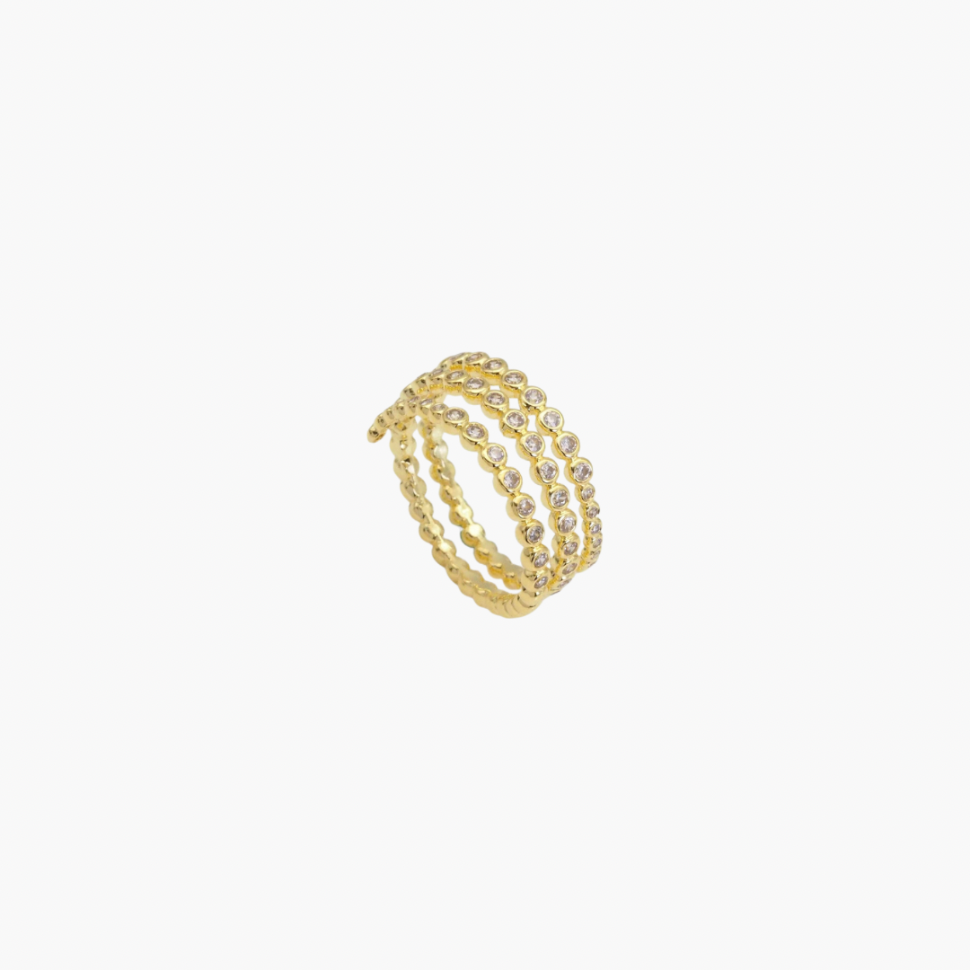 CZ Three Lines Wrap Adjustable Ring