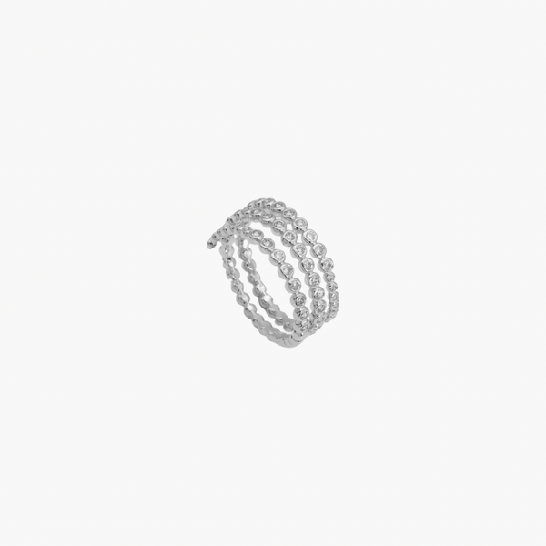 CZ Three Lines Wrap Adjustable Ring
