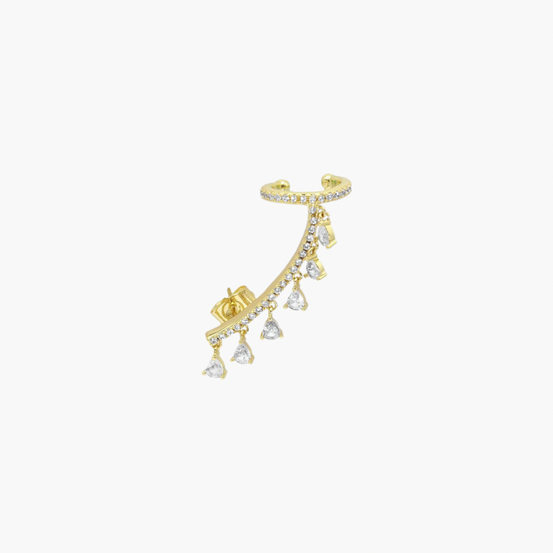 Gold Triangle Dangle Ear Climber