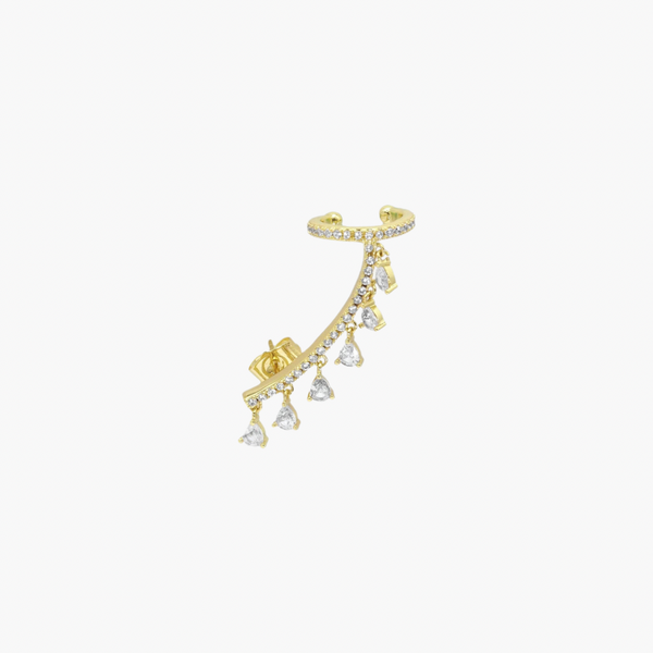 Gold Triangle Dangle Ear Climber