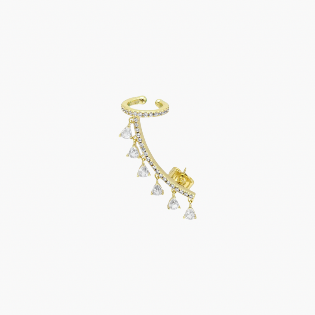 Gold Triangle Dangle Ear Climber