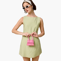 Apple Green Sleeveless Gingham Mini Dress