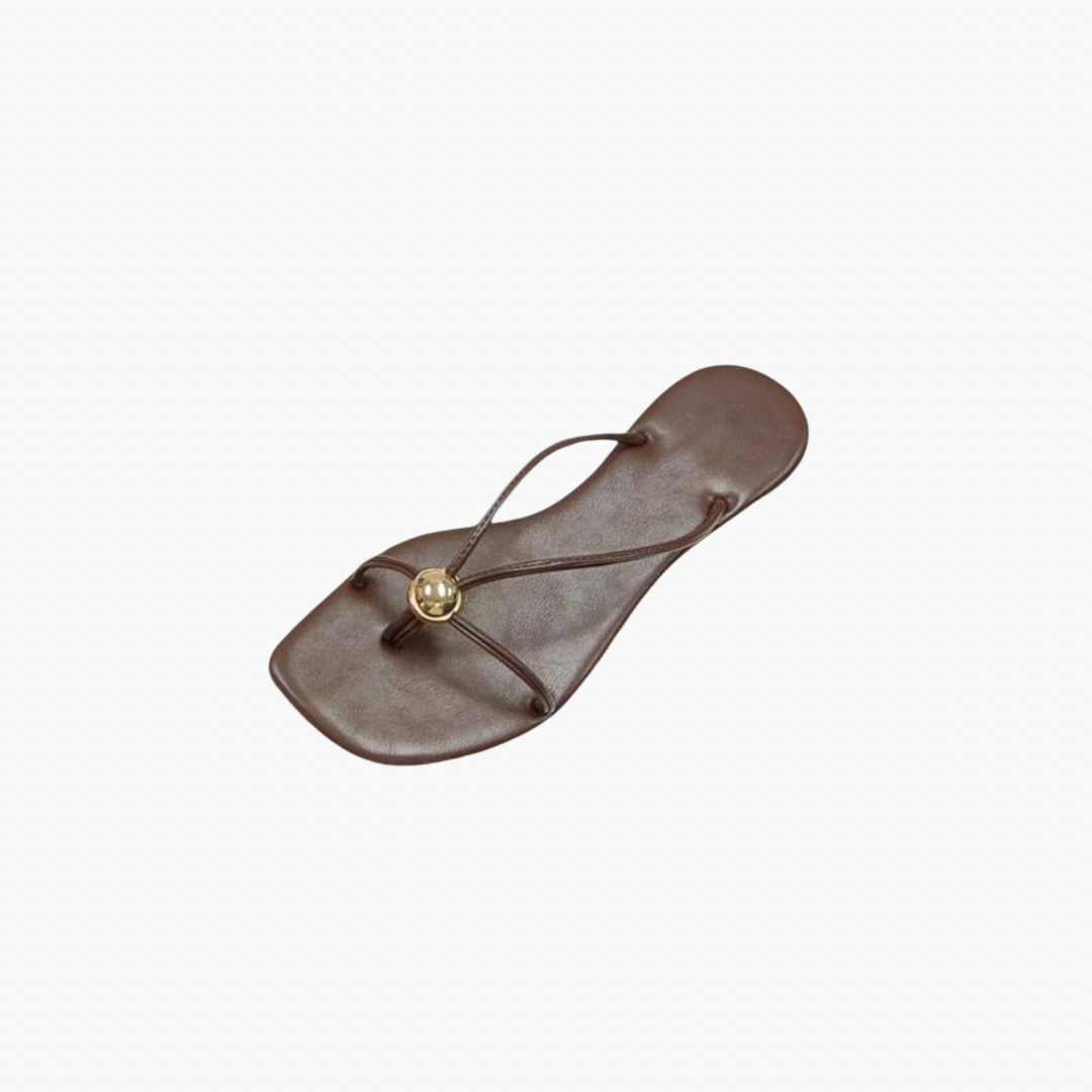 T-Strap Square Toe Gold Hardware Sandal