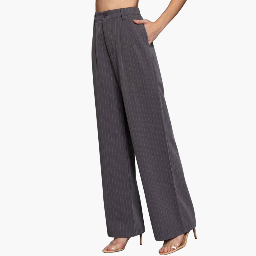Pin Stripe Woven Straight Pants