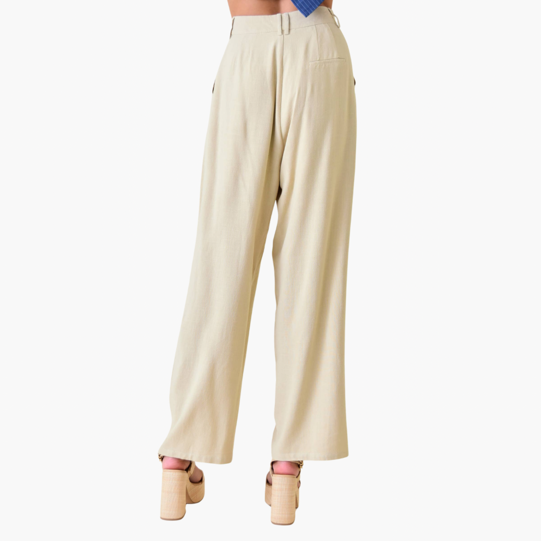 Staple Linen Rayon Blend Elevated Basic Trousers