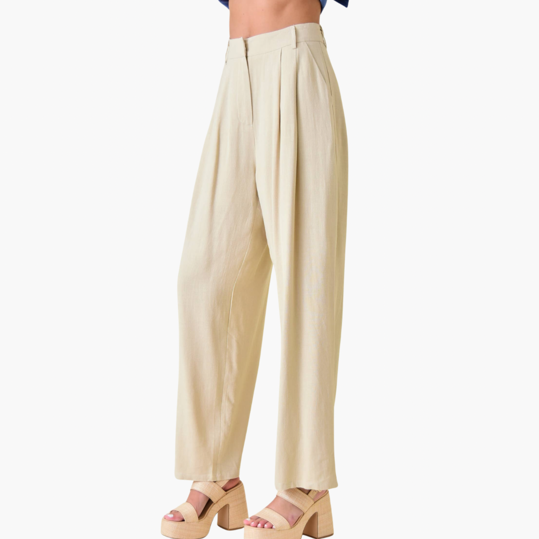 Staple Linen Rayon Blend Elevated Basic Trousers
