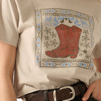 Western Cowboy Boots Vintage-Print Graphic Tee