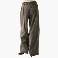 Charcoal Solid Woven Wide-Leg Pintuck Drawstring Pants