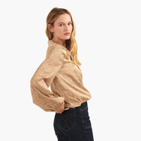 Animal-Print Satin Surplice Blouse