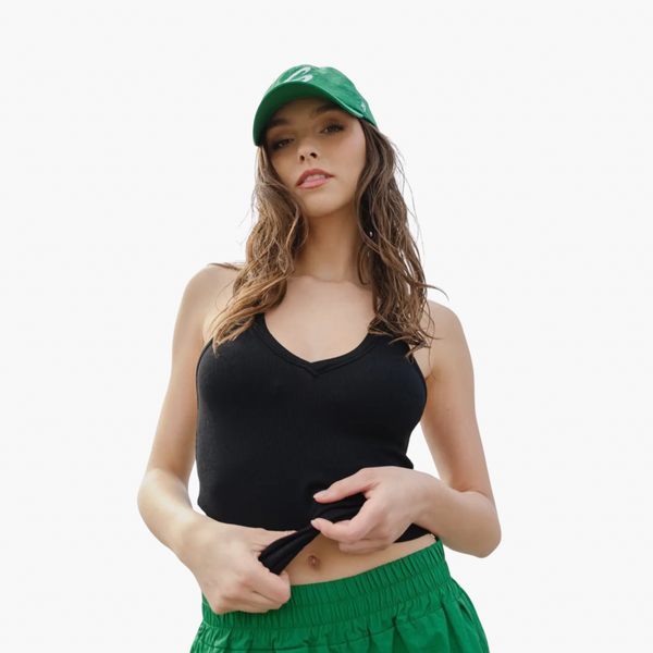 Ribbed V-Neck Racerback Tank