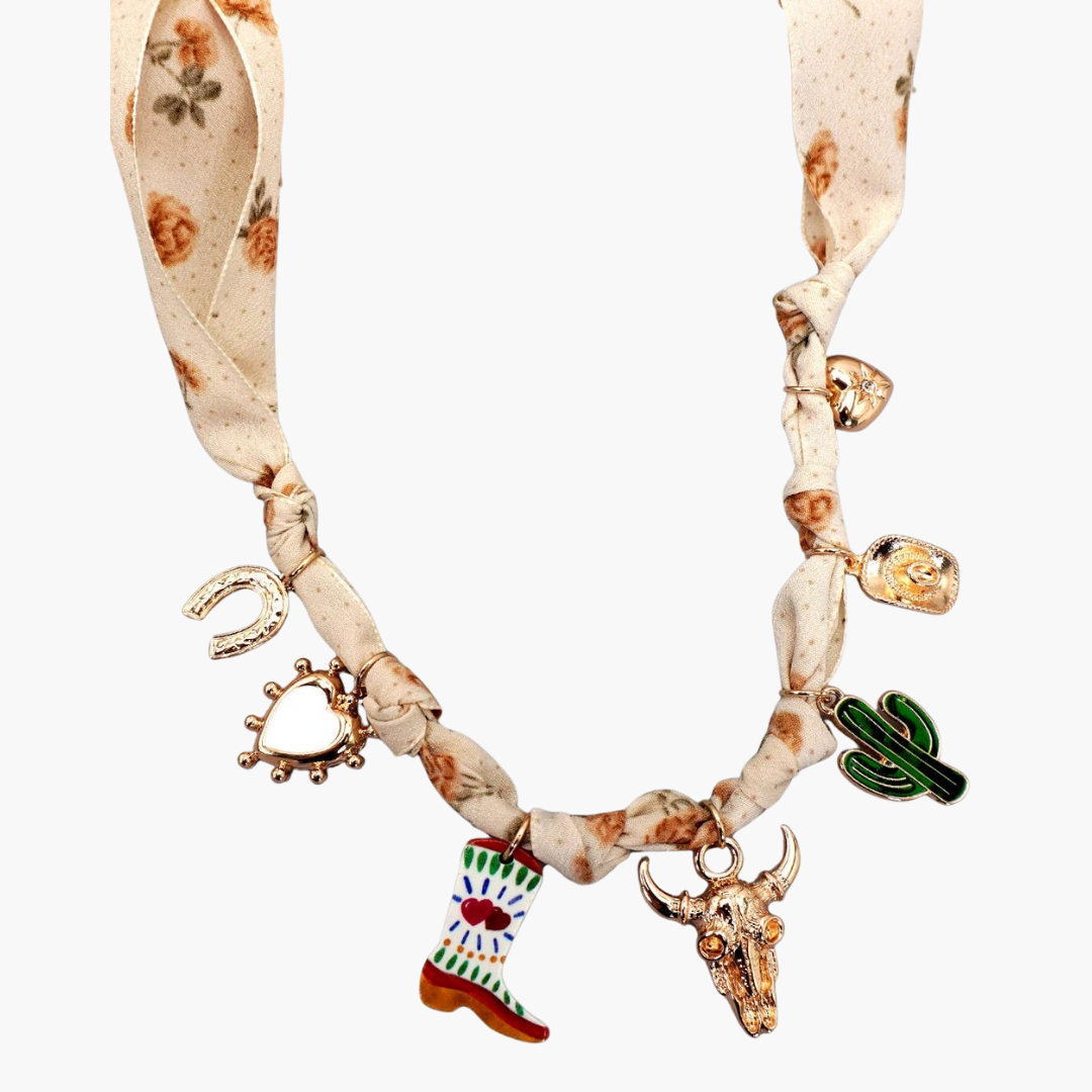 Cactus Bohemian Scarf Charm Necklace