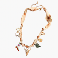 Cactus Bohemian Scarf Charm Necklace