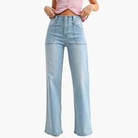 Sienna Patch Pocket Wide Leg Flare Jeans