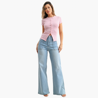 Sienna Patch Pocket Wide Leg Flare Jeans