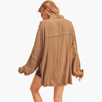 Mocha Delilah Oversized Button Down Blouse