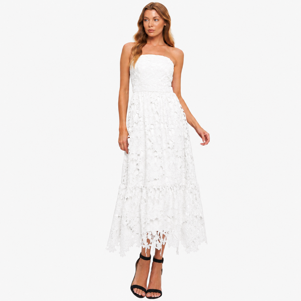 Woven Lace Midi Dress