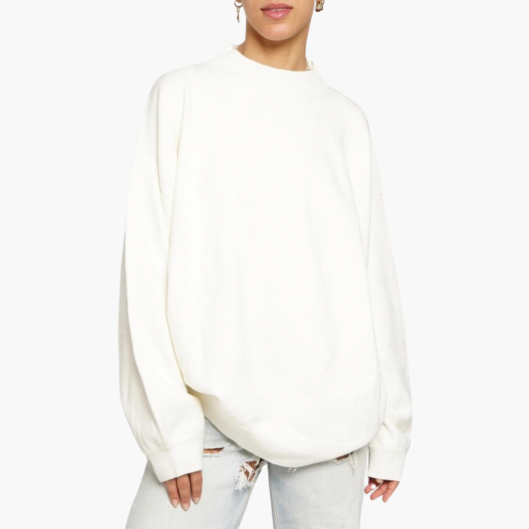 Cream Oversized Ribbed Sweater